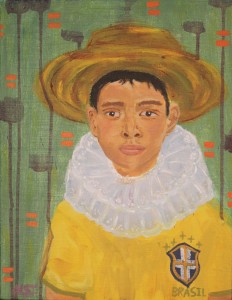 Amaya Sangurima-Jimenez, RETRATO DE MI HERMANO, acrylic on canvas, 9 by 12 inches, 2018